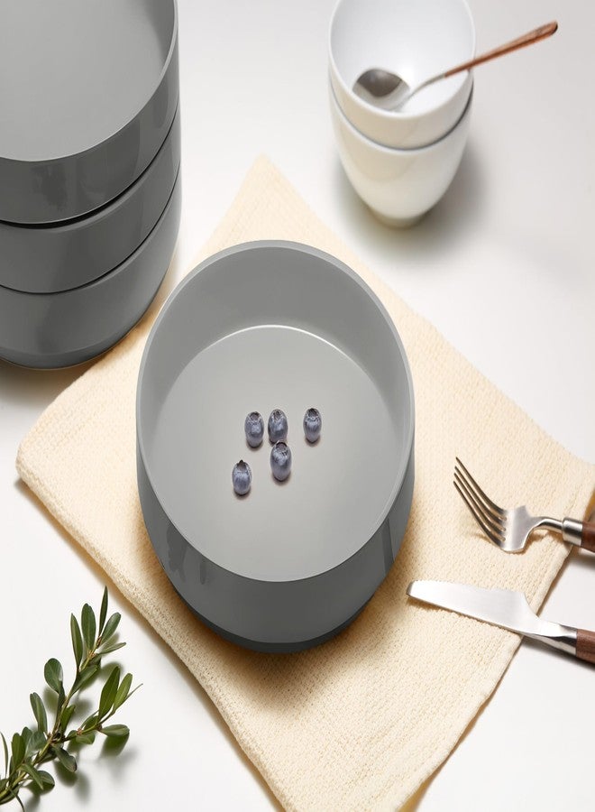 KooK Ceramic Large Pasta Bowls, Microwave and Dishwasher Safe, Great for Soups and Salads, Shallow Serving Bowls, Glossy Porcelain, 47 oz, Set of 4, Powder Grey - Image 4