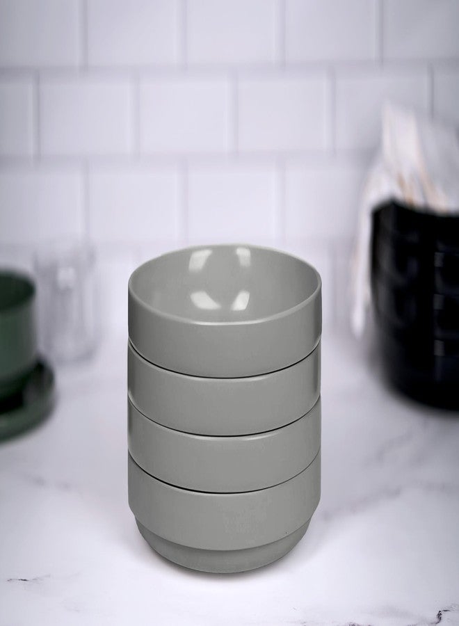 KooK Ceramic Large Pasta Bowls, Microwave and Dishwasher Safe, Great for Soups and Salads, Shallow Serving Bowls, Glossy Porcelain, 47 oz, Set of 4, Powder Grey - Image 2