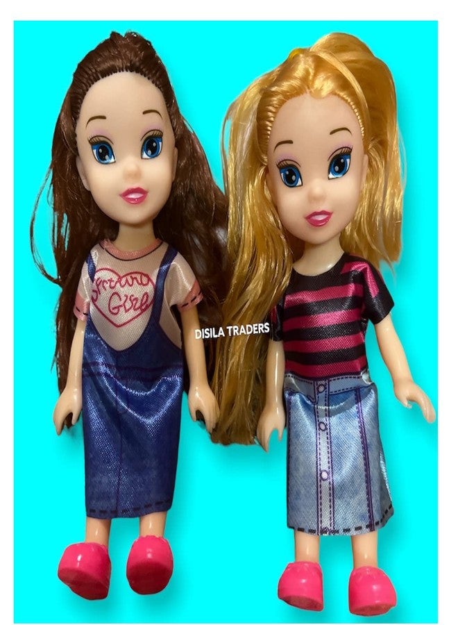 DISILA TRADERS Present's Pretty Small Dolls With Beautiful Eyes - Pack of 2 for Girls, Princess (Random Colors and Design) - Image 1