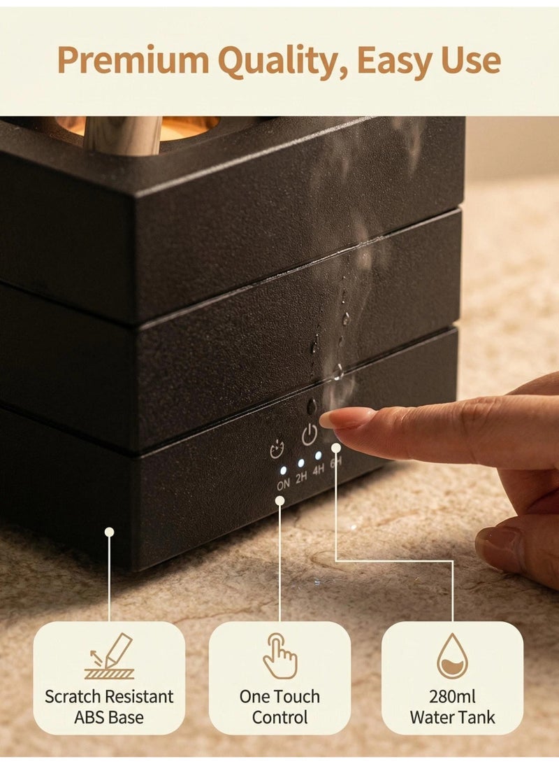Bonfire Humidifier, Flame Essential Oil Diffuser, 280ml Flame Diffusers for Home, 7 Colorful LED Aroma Diffuser with Remote Control for Bedroom, Office, Waterless Auto-Off and Timer (Black) - Image 4