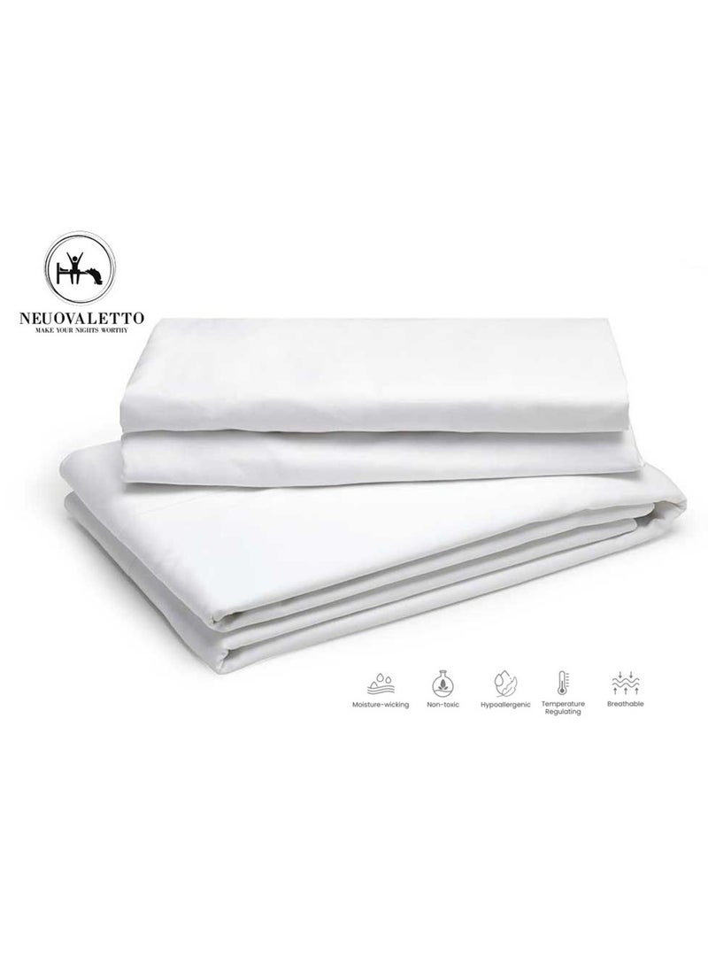 نيوفالييتو طقم سرير فاخر 200 × 180 مقاس كينج 100% من القطن الطبيعي طويل التيلة 300TC، قطعة واحدة من ملاءة السرير، وقطعتين من أغطية الوسائد، ناعمة وقابلة للتنفس - Image 4