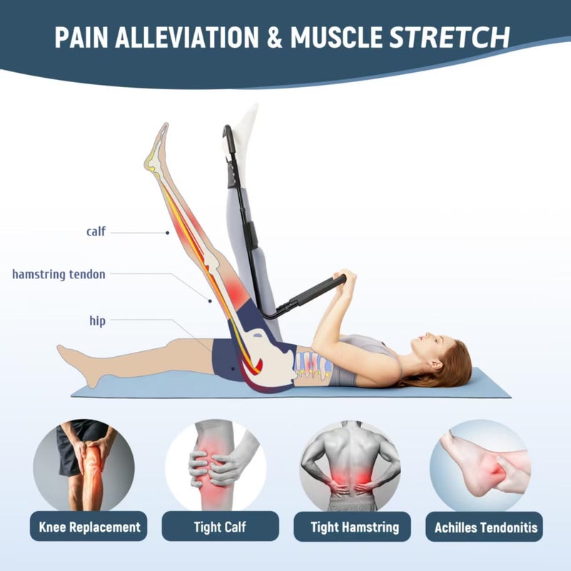 PressLoo Hamstring Stretcher for Knee Extension & Pain Relief, Adjustable Low Back, Calf, Leg & Hip Stretching Device for Flexibility, ACL MCL Surgery Recovery Physical Therapy & Rehab Equipment - Image 2