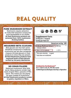 Real Mushrooms Cordyceps Powder Performance Mushroom Extract Powder With Organic Cordyceps Militaris For Energy & Immune Support Vegan Cordyceps Mushroom Supplement Nongmo 60 Servings  - Image 4
