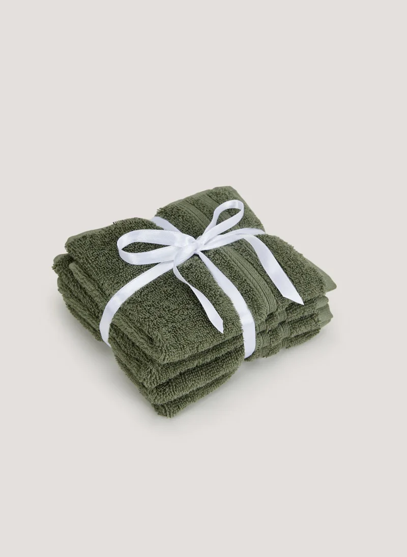 Matalan 4 Pack Green 100% Egyptian Cotton Face Cloths