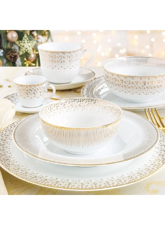إيزي لايف وعاء تقديم بورسلين تشكيلة احتفالية أبيض وذهبي  سم