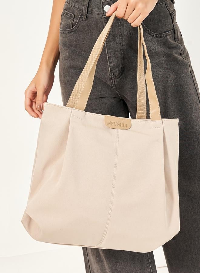 Styli Solid Tote Bag with Top Handles and Zip Closure - Image 2