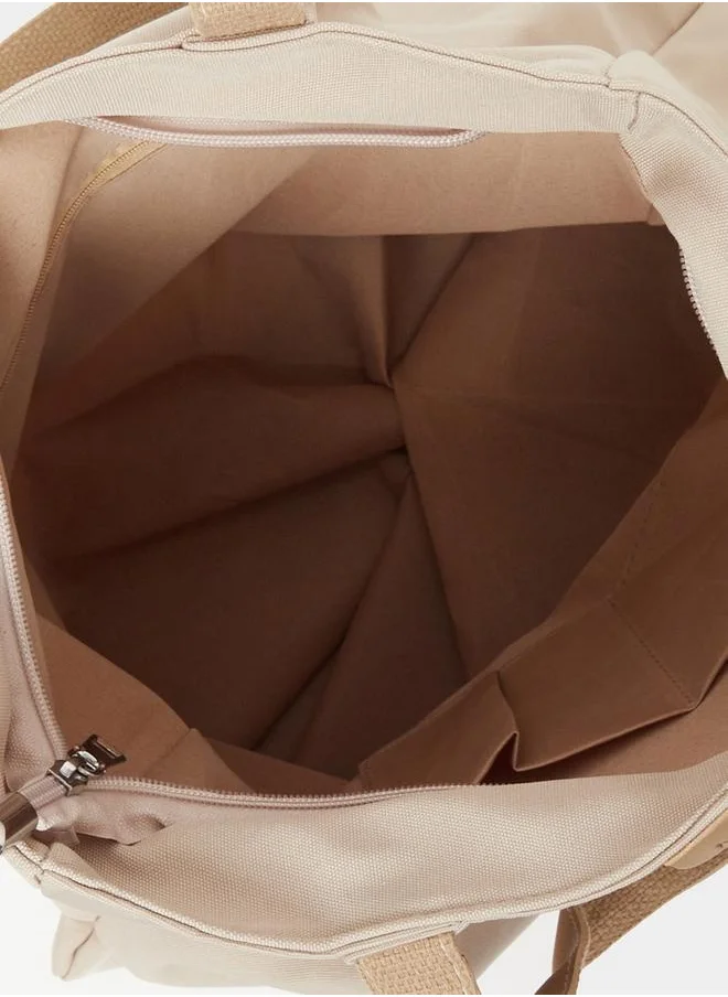 Styli Solid Tote Bag with Top Handles and Zip Closure