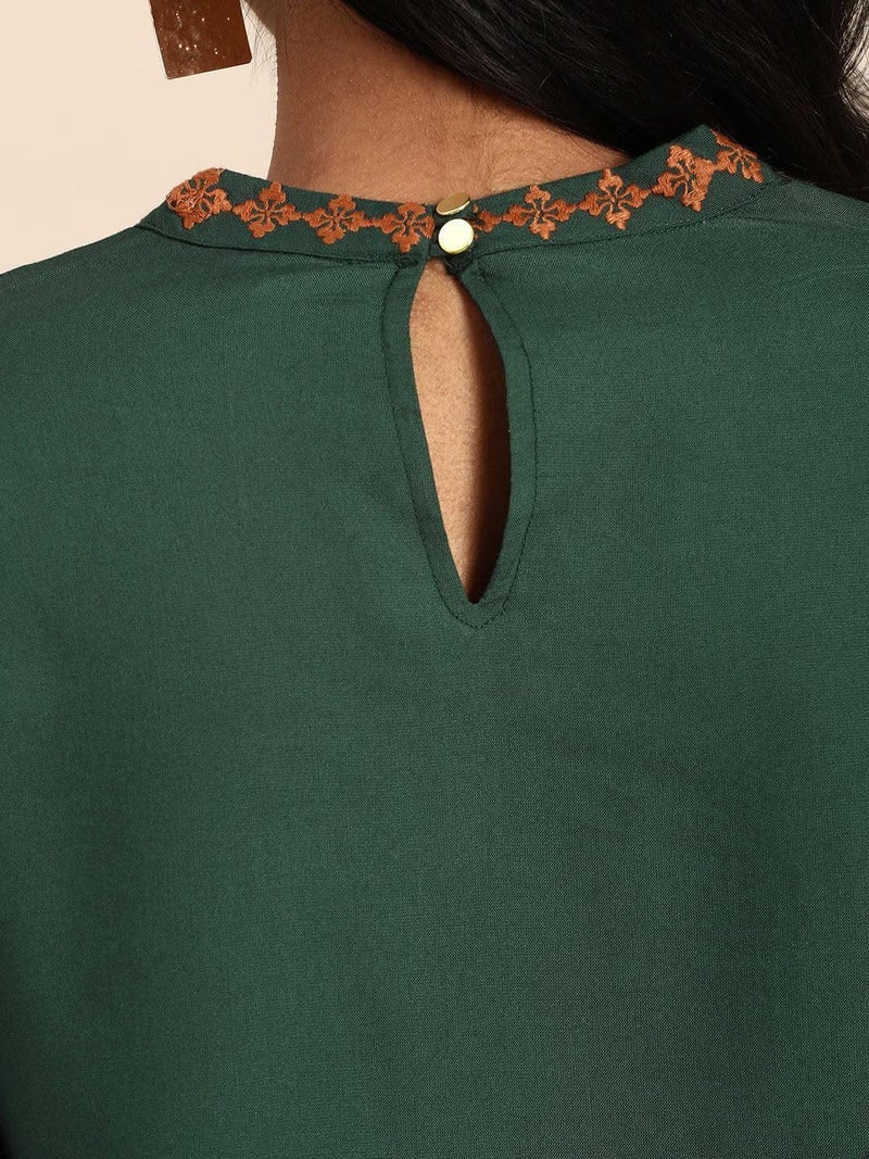 rytras Women's Embroidered Regular Top(Green,XXL) - Image 5