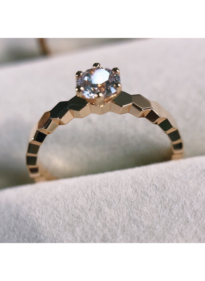Generic - CNC Luxury Beehive Ring Rose Gold Pave Diamond Convex diamond rose gold does not support 7 days without reason - Image 1