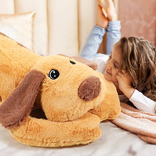 Queekay Dog Body Pillow Stuffed Animals Plush Long Body Pillow for Dogs Large Sleeping Hugging Puppy Cushion Gift for Birthday Party433 InchBrown - Image 5