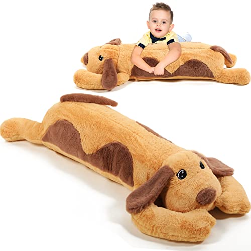 Queekay Dog Body Pillow Stuffed Animals Plush Long Body Pillow for Dogs Large Sleeping Hugging Puppy Cushion Gift for Birthday Party433 InchBrown - Image 1