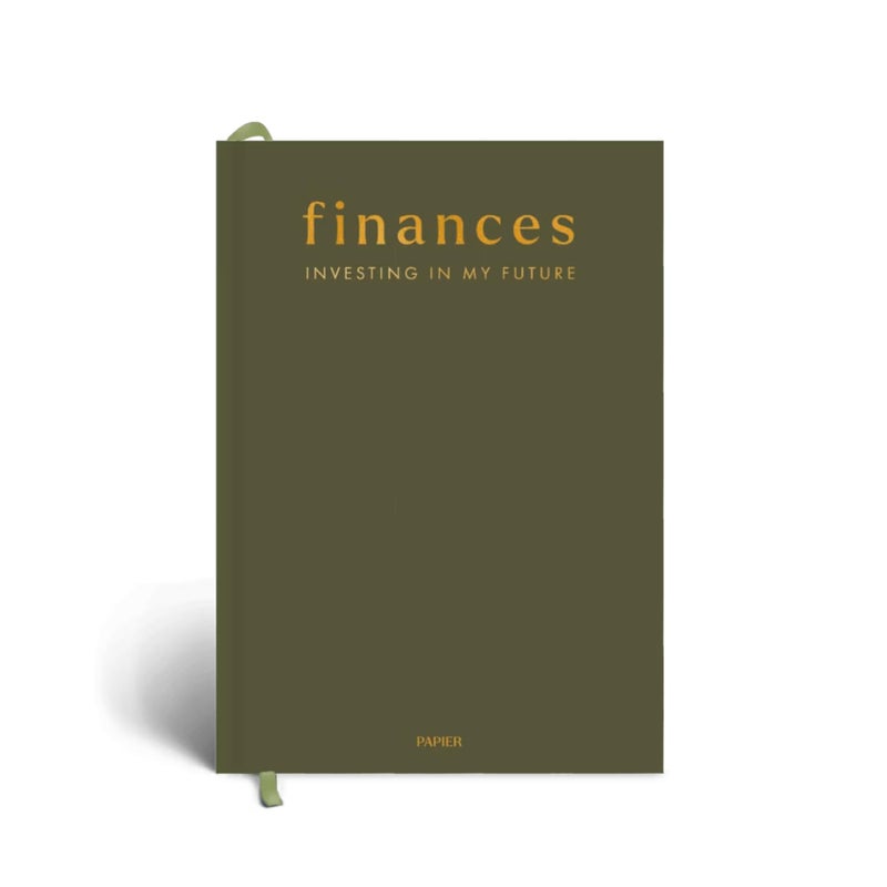 Papier Shine Finance Planner - Olive Hardback | Track Expenses, Savings, Outgoings | Undated | Includes Money Tracker, Daily & Monthly Calendar, & Monthly Budget Section | Budgeting Gift For Students - Image 1