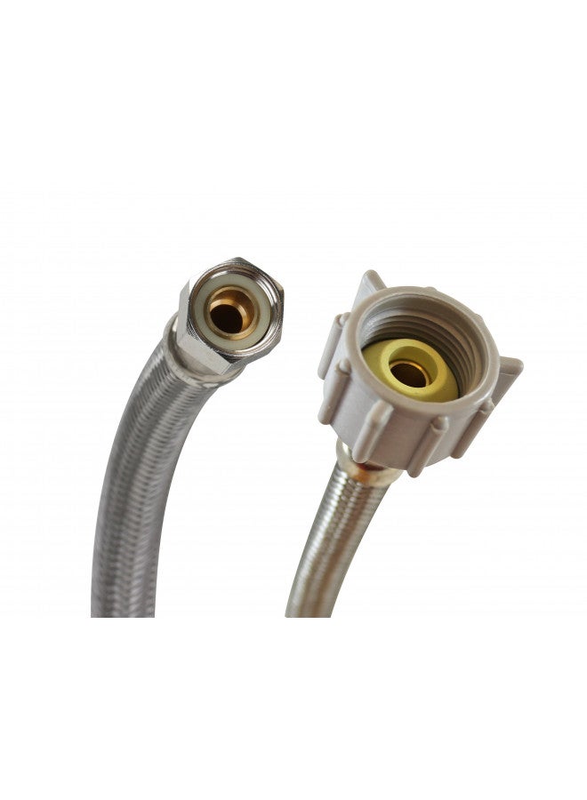Fluidmaster B1T06 Toilet Connector, Braided Stainless Steel - 3/8 Female Compression Thread x 7/8 Female Ballcock Thread, 6-Inch Length - Image 1