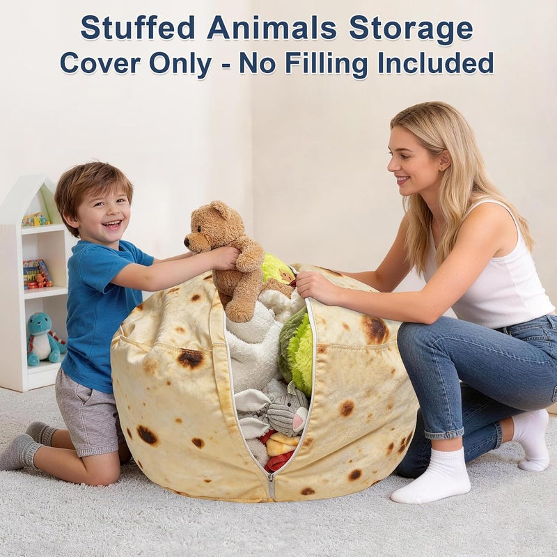 لوكايت غطاء كرسي كيس الفول لتخزين الحيوانات المحشوة البوريتو من Lukeight - منظم مخمل فاخر مع سحاب YKK، يحمل أكثر من 80 لعبة، ديكور قابل للغسل لغرفة الأطفال (بدون حشوة، كبير جدًا) - Image 2