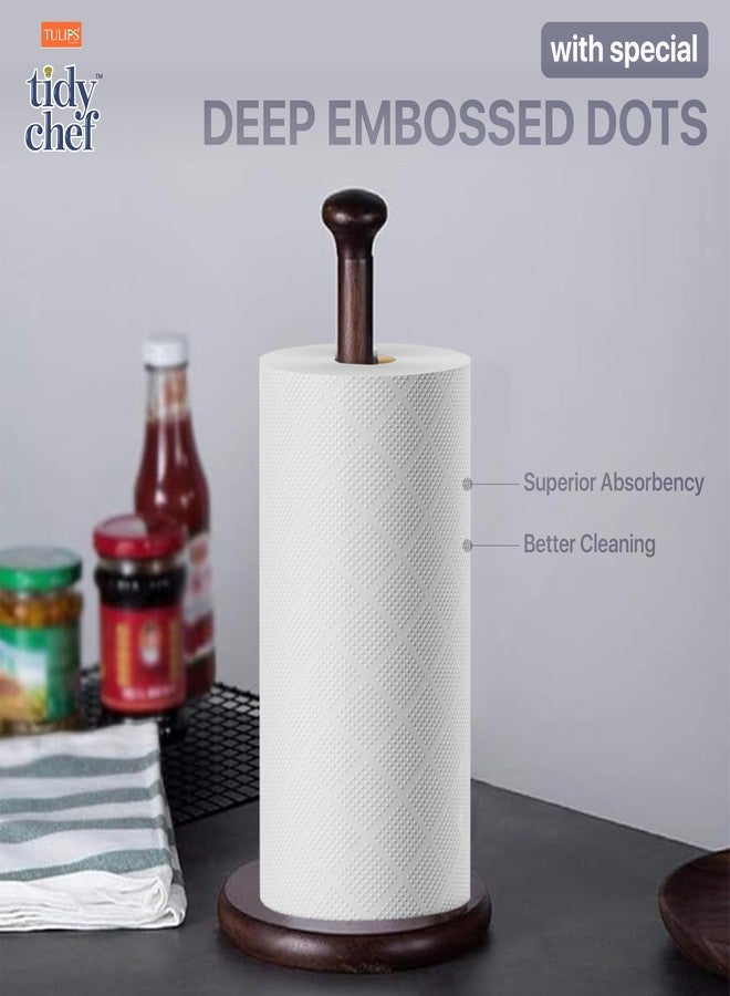 Tulips Brand- Tidy Chef Paper Kitchen Towels/Roll made with 100% virgin pulp I deep embossed papers offer superior absorbancy I easy & clean tear I 60 Pulls I 2 ply I Pack of 2 - Image 4