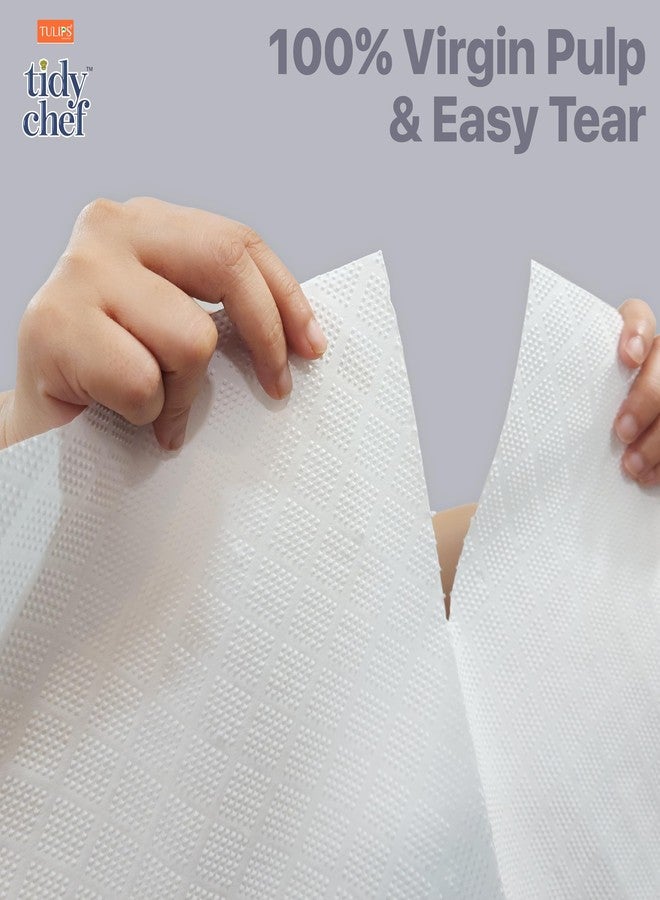 Tulips Brand- Tidy Chef Paper Kitchen Towels/Roll made with 100% virgin pulp I deep embossed papers offer superior absorbancy I easy & clean tear I 60 Pulls I 2 ply I Pack of 2 - Image 5