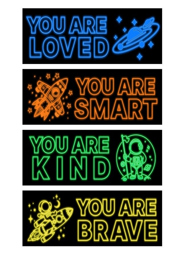 Robmoda 4 Pcs Glow in The Dark Astronaut Wall Stickers, Space Astronaut Inspirational Wall Decor for Boys Room, Kids Bedrooms Game Rooms Nursery Decorations, 4 Colors - Image 1