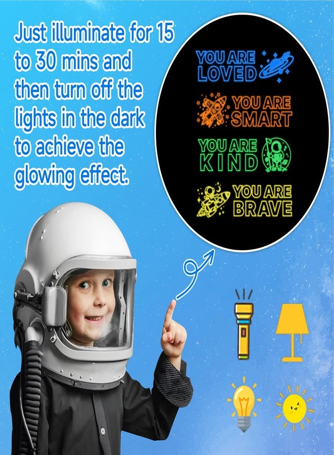 Robmoda 4 Pcs Glow in The Dark Astronaut Wall Stickers, Space Astronaut Inspirational Wall Decor for Boys Room, Kids Bedrooms Game Rooms Nursery Decorations, 4 Colors - Image 5