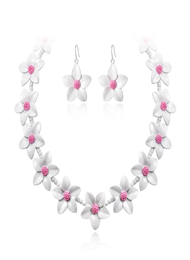 بريلوف طقم مجوهرات بريلوف الأنيق والفريد من نوعه، يتألف من قلادة وأقراط متدلية بتصميم عنقود الزهور، مناسب للنساء، مثالي لحفلات الأزياء التنكرية، باللون الأبيض. - Image 1