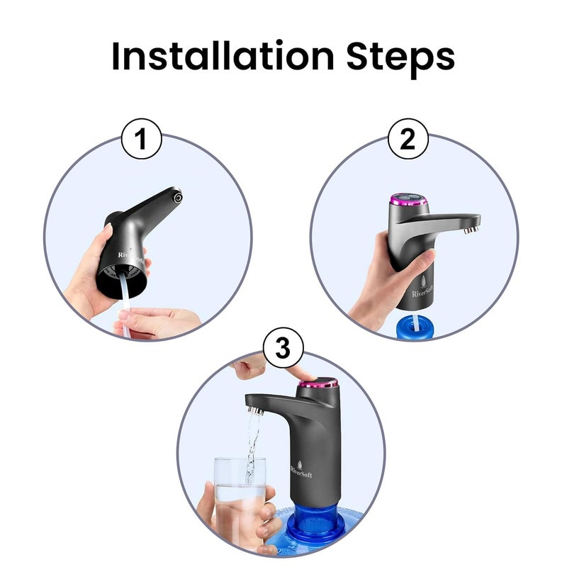 RiverSoft AWD-BL-1 Automatic Water Dispenser for 20 Litre Bottle Can (Black, Food Grade, 4W, 1200 mAh Battery) - Image 4