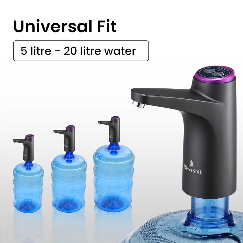 RiverSoft AWD-BL-1 Automatic Water Dispenser for 20 Litre Bottle Can (Black, Food Grade, 4W, 1200 mAh Battery) - Image 5