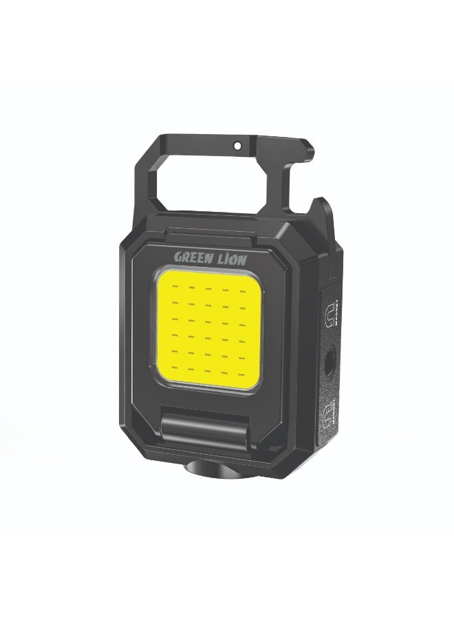 GREEN LION Keychain Light - 2 COB/ XPE/ Foldable/ Compact & Lightweight/ Bottle Opener/ Hanging Hook/ USB-C Charging with 5 Light Modes/ Magnetic Attachment - Black - Image 1