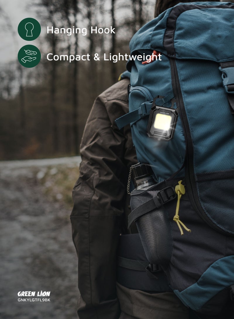 GREEN LION Keychain Light - 2 COB/ XPE/ Foldable/ Compact & Lightweight/ Bottle Opener/ Hanging Hook/ USB-C Charging with 5 Light Modes/ Magnetic Attachment - Black - Image 5