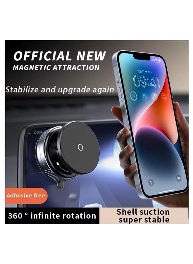 S-TOP Car Phone Holder - Magnetic Vacuum Suction Mount, 360° Adjustable Phone Holder Car & Desk Quick Lock Compatible with iPhone & Android (White) - Image 2