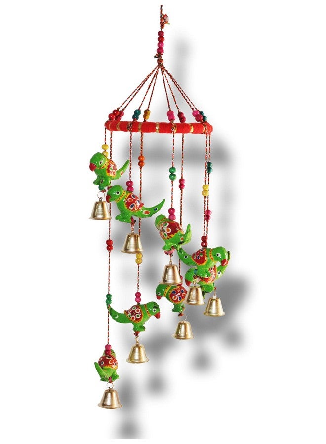 JH Gallery Metal Recycled Material Handcrafted Rajasthani Door Wall Hanging Decorative Furnishing Showpiece (Green Parrot) - Image 1