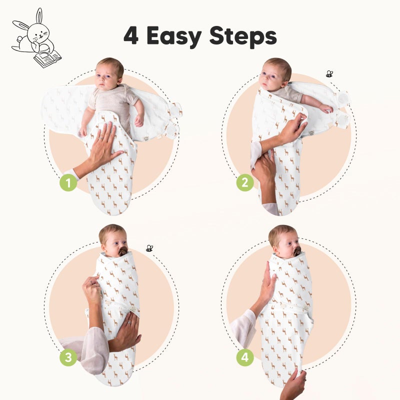 KeaBabies 3-Pack Organic Baby Swaddle Sleep Sacks - Swaddles for Newborns, Infant 0-3 Months, Baby Girls, Boys, Soft & Snug Newborn Sleep Sack, Nursery Swaddling Blankets (The Wild) - Image 3