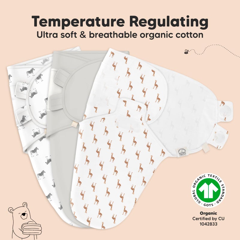 KeaBabies 3-Pack Organic Baby Swaddle Sleep Sacks - Swaddles for Newborns, Infant 0-3 Months, Baby Girls, Boys, Soft & Snug Newborn Sleep Sack, Nursery Swaddling Blankets (The Wild) - Image 4