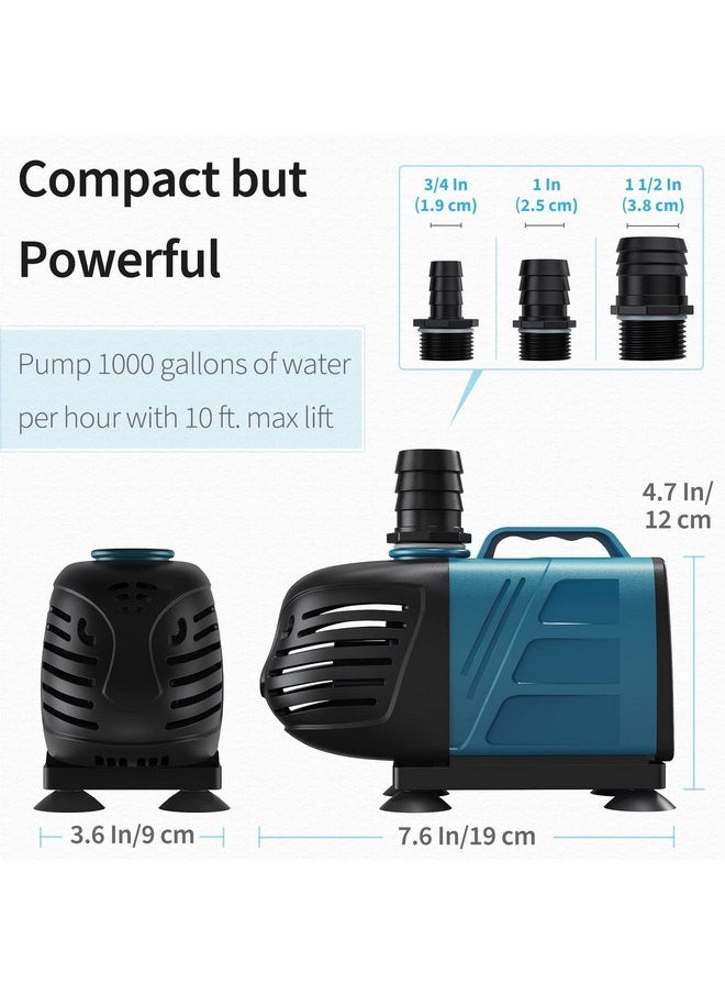 Uniclife Uniclife Aquarium 1000 GPH Submersible and Inline Water Pump 80W 10ft High Lift AC 120 V Quiet Return Pump with 10 ft. Power Cord for Large Fish Tanks Pond Waterfalls Fountains Sumps and Gardens  - Image 3