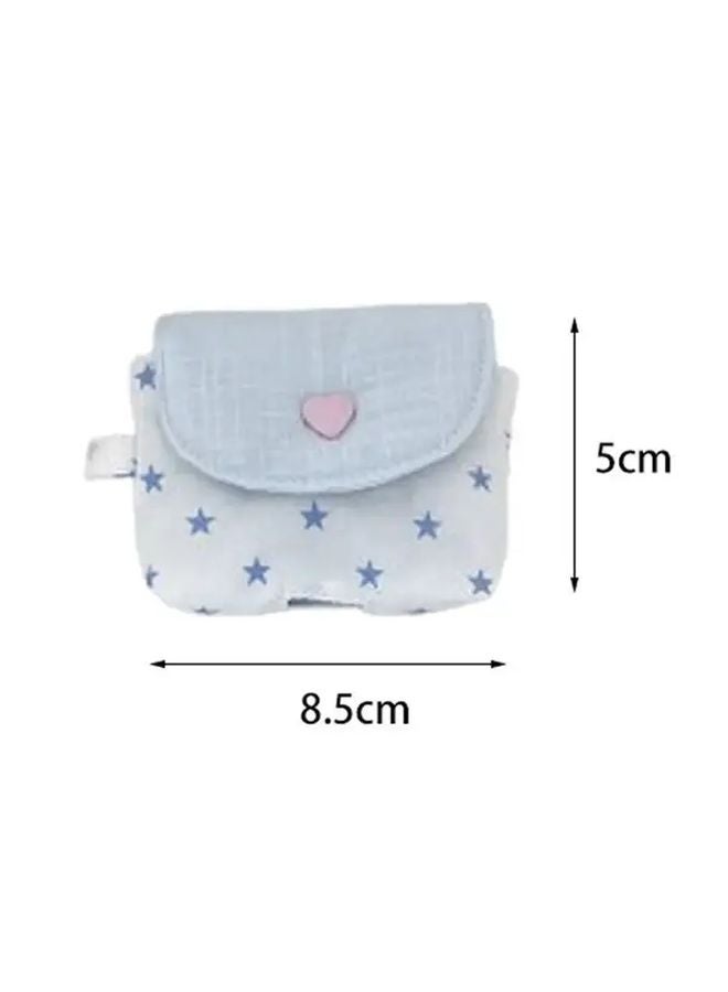 Mini Earphone Storage Bag Snap Button Closure Pastel Pink Blue Sequin Stars Style 04 - Image 4