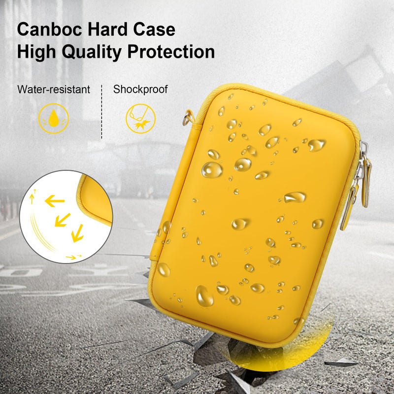 Canboc حقيبة حمل Canboc لطابعة الصور المحمولة KODAK Mini 2 Retro 4PASS / كاميرا KODAK Mini Shot 2 Retro 4PASS 2 في 1 الرقمية الفورية، حقيبة شبكية تناسب ورق الصور والكابل، أصفر - Image 4