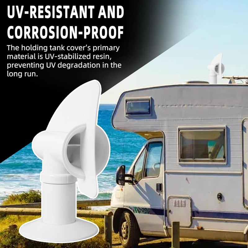 TonGass 2-Pack White RV Rotating Sewer Plumbing Vent Cover - 360 Degrees UV-Resistant Easy Install - Image 4