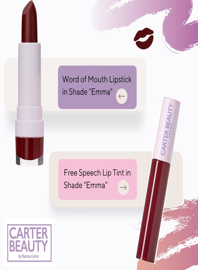 Carter Beauty أحمر شفاه كارتر بيوتي وورد أوف ماوث - لون مكثف مع لمسة نهائية غير لامعة - ارتداء مريح يدوم طويلاً - يمكن استخدامه مع صبغة الشفاه فري سبيتش لمظهر لامع - إيما - 0.16 أونصة - Image 4