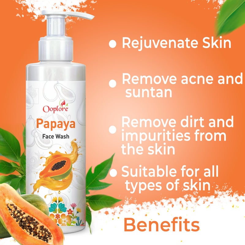 Ooplore Herbal Papaya Face Wash For Women/Men | Brightening and Glowing Skin | Removes Pigmentation and Dark Spots | For All Skin Types 100ML - Image 4