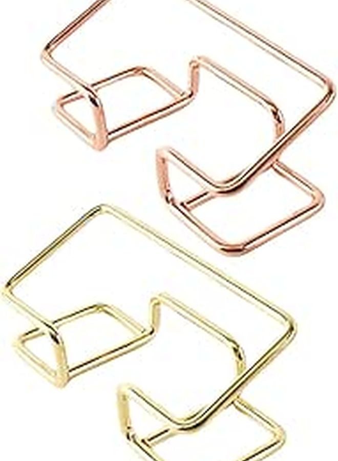 Vintage Brass Metal Business Card Holder Stand 2pcs Desktop Organizer Rack - Image 1