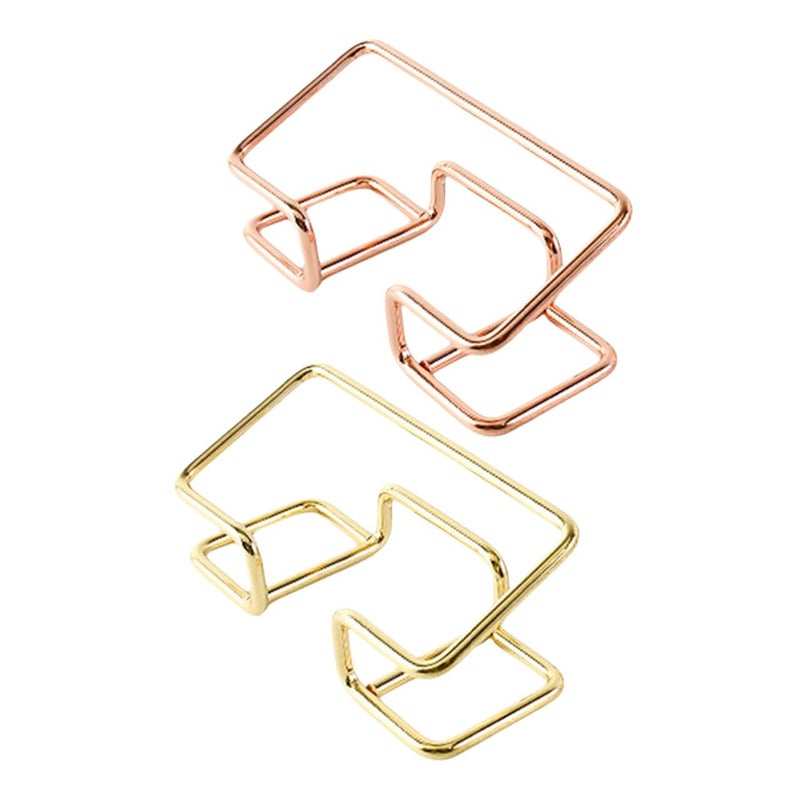 Vintage Brass Metal Business Card Holder Stand 2pcs Desktop Organizer Rack - Image 2