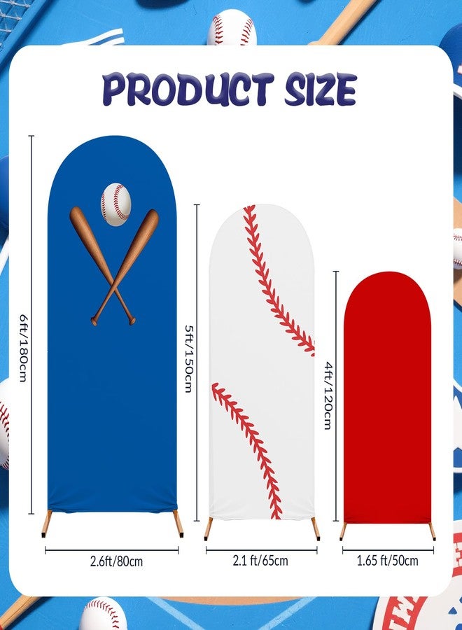 Tingjoo 3 Pcs Baseball Arch Backdrop Stand Cover 4ft, 5ft, 6ft Spandex Fitted Sports Theme Birthday Arch Cover Photo Background Props for Birthday Party Decoration - Image 4