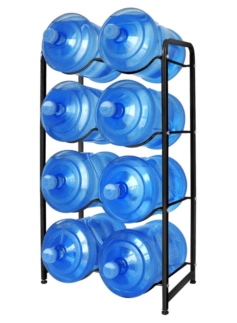 DubaiGallery 8 Bottles Storage Rack 4 Tier Reinforced Carbon Steel Heavy Duty 5-Gallon Water Cane Jug Holder Cooler Organizer Shelf For Home Kitchen Office Garages Restaurant Gym Stand Shelves - Image 1