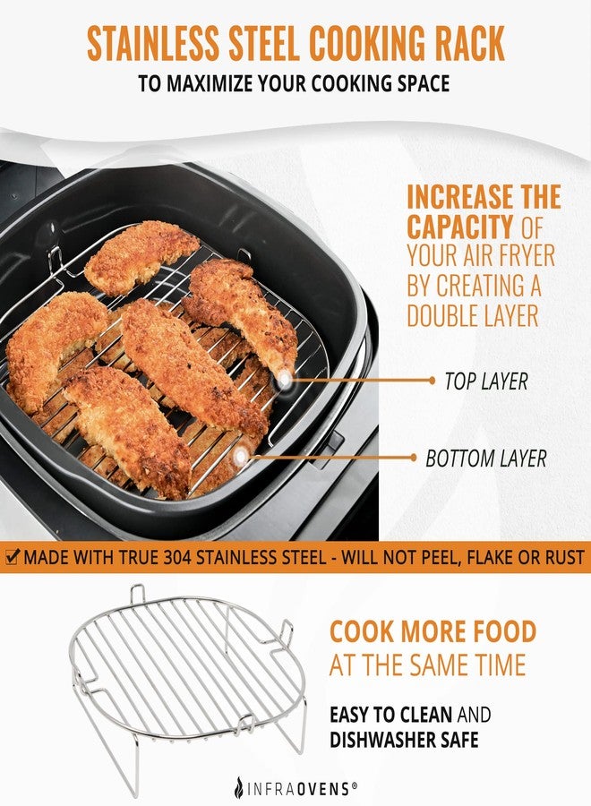 INFRAOVENS ملحقات القلاية الهوائية المتوافقة مع Cosori و Chefman و Philips و Dash و Emeril Lagasse و Bella و Comfee و Nuwave® وغيرها، رف القلاية الهوائية، أدلة الاستخدام، البطانات وفرشاة التنظيف - Image 3