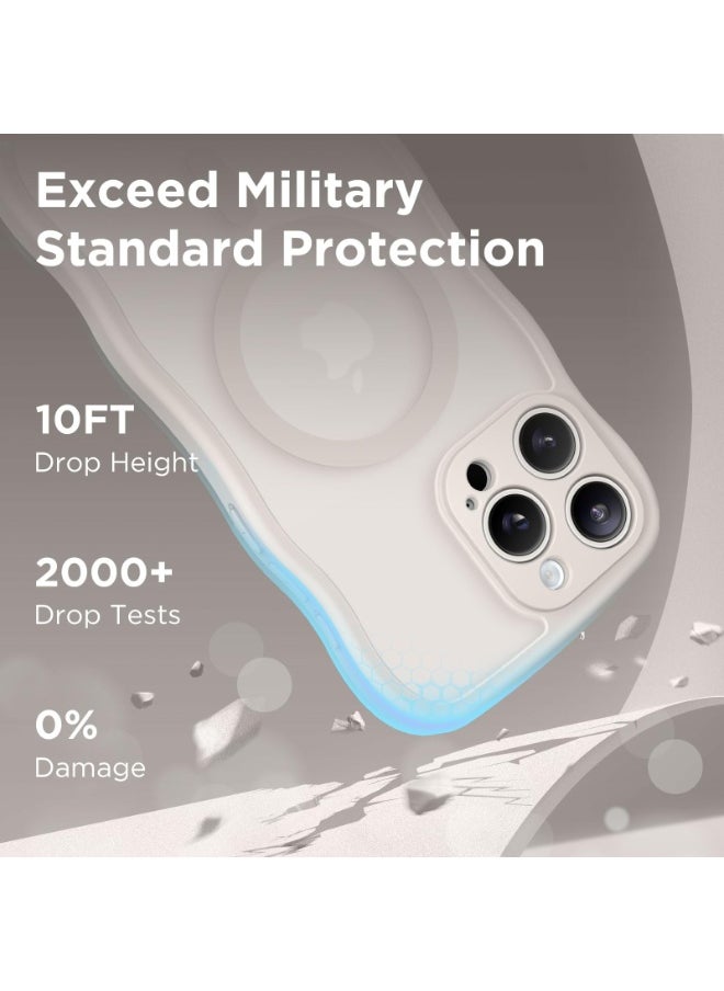 CAPRARO Cute for iPhone 14 Pro Case, Compatible with MagSafe, [Curly Wave Edge] [Full Camera Protection] [14 FT Drop Shockproof Protection] Magnetic Phone Case for 14 Pro 6.1 Inch, Off White  - Image 5