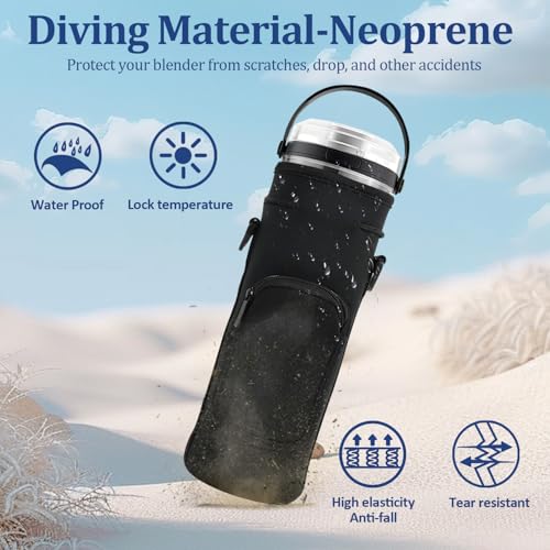 NUENSS-ROR Storage Sleeve Bag for Ninja Blast Portable Blender with Shoulder Strap and Accessory Pocket Compatible with Ninja BC151NV/BC51NV/BC151BK/BC151CR/BC151EM/BC151PR/BC151WH Blast Portable Blender(Black) - Image 5