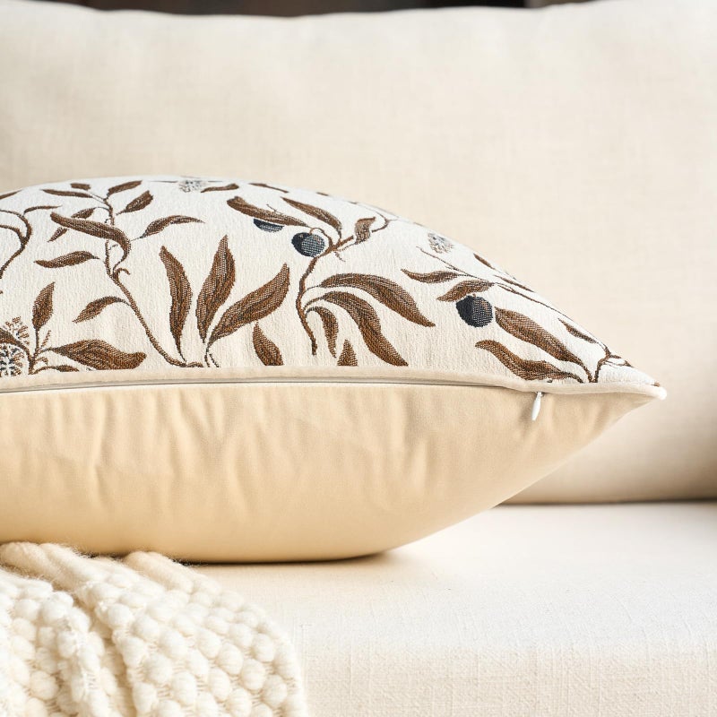 Alerfa Beige Floral Throw Pillow Cover 12 x 20 Inch Rectange Luxury Decorative Lumbar Pillow Cover for Couch Living Room Bedroom - Image 3