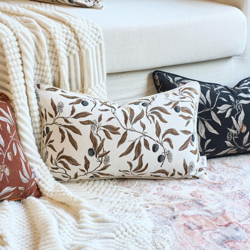 Alerfa Beige Floral Throw Pillow Cover 12 x 20 Inch Rectange Luxury Decorative Lumbar Pillow Cover for Couch Living Room Bedroom - Image 2