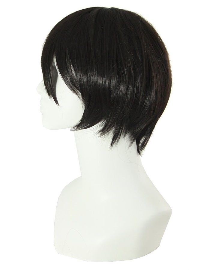 MapofBeauty 12 Inch / 30 cm Men Short Straight Wig Cosplay Costume Wig (Black)  - Image 2