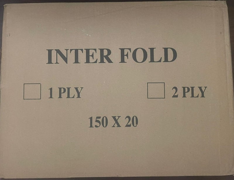 Interfold Hand Tissue Fida (150 sheets x 20packs) 3000 Count, Made in UAE - Image 1