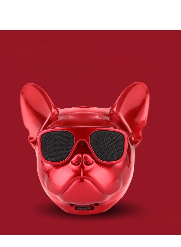 Fashion Bulldog Bluetooth Speaker Dog Head Wireless Speaker Mini Outdoor Portable Speaker/Stereo Subwoofer Voice Command Cute Creative Gift (10 * 8 * 10cm, Red) - Image 2