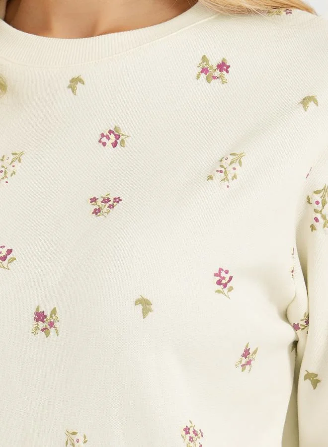 Styli Styli Floral Print Regular Fit Sweatshirt